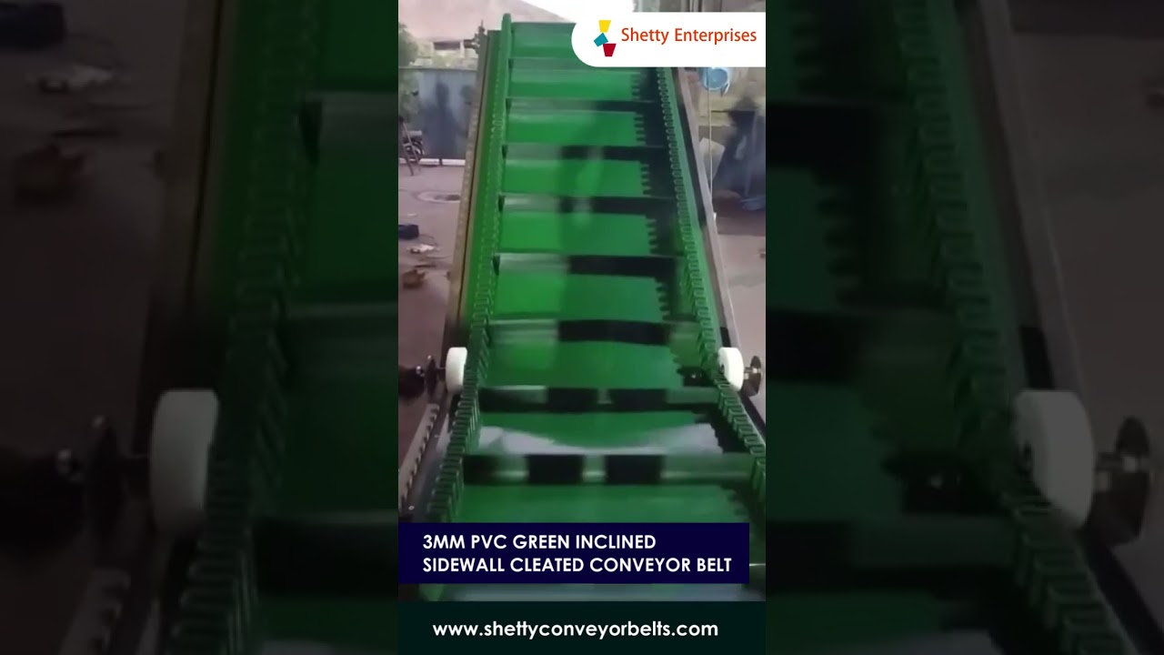 3MM PVC Green Inclined Sidewall Cleated Conveyor Belt #shettyconveyorbelts